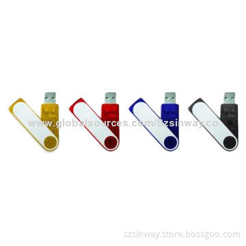 Plastic Swivel USB Flash Drives with 4GB Capacity, CE, RoHS, FCC Marks